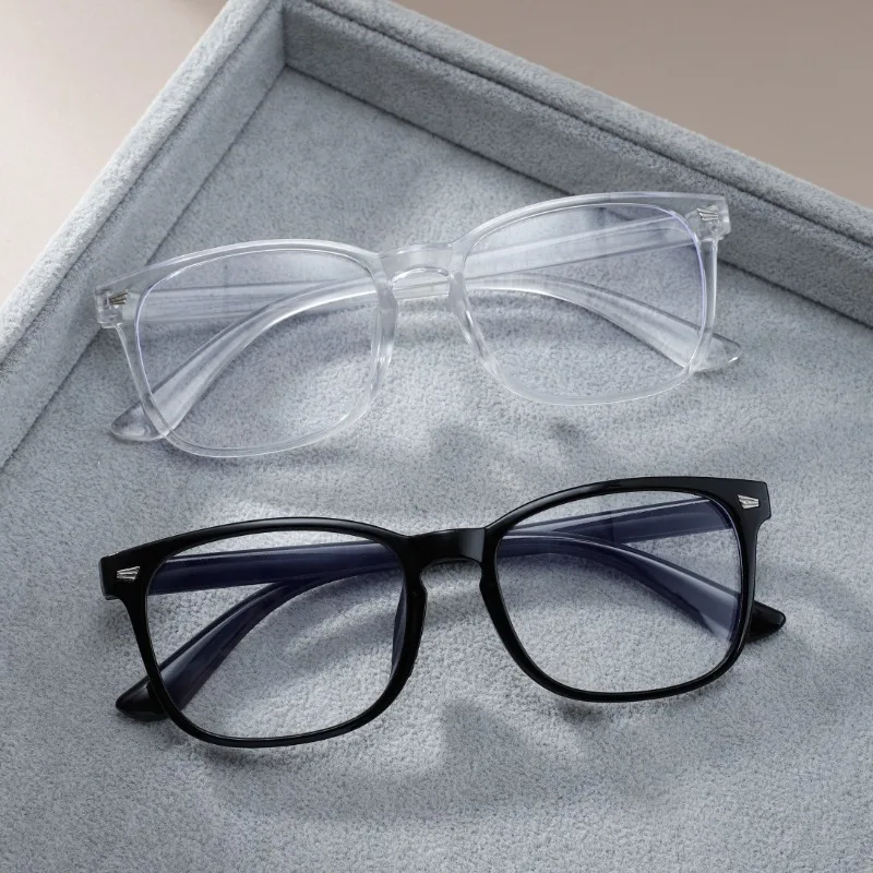 1/2 Pairs Unisex Vintage Eyewea Square Frame Anti Blue Light Eyeglasses Black Clear Computer Glasses