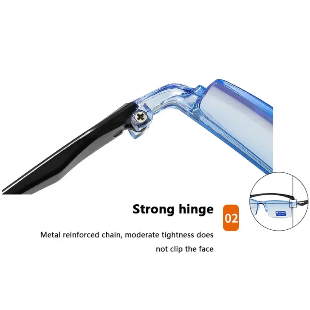 Unisex Smart Automatic Zoom Reading Glasses Rimless Optical Presbyopia Eyewear Ultralight Radiation Protection Computer Goggles