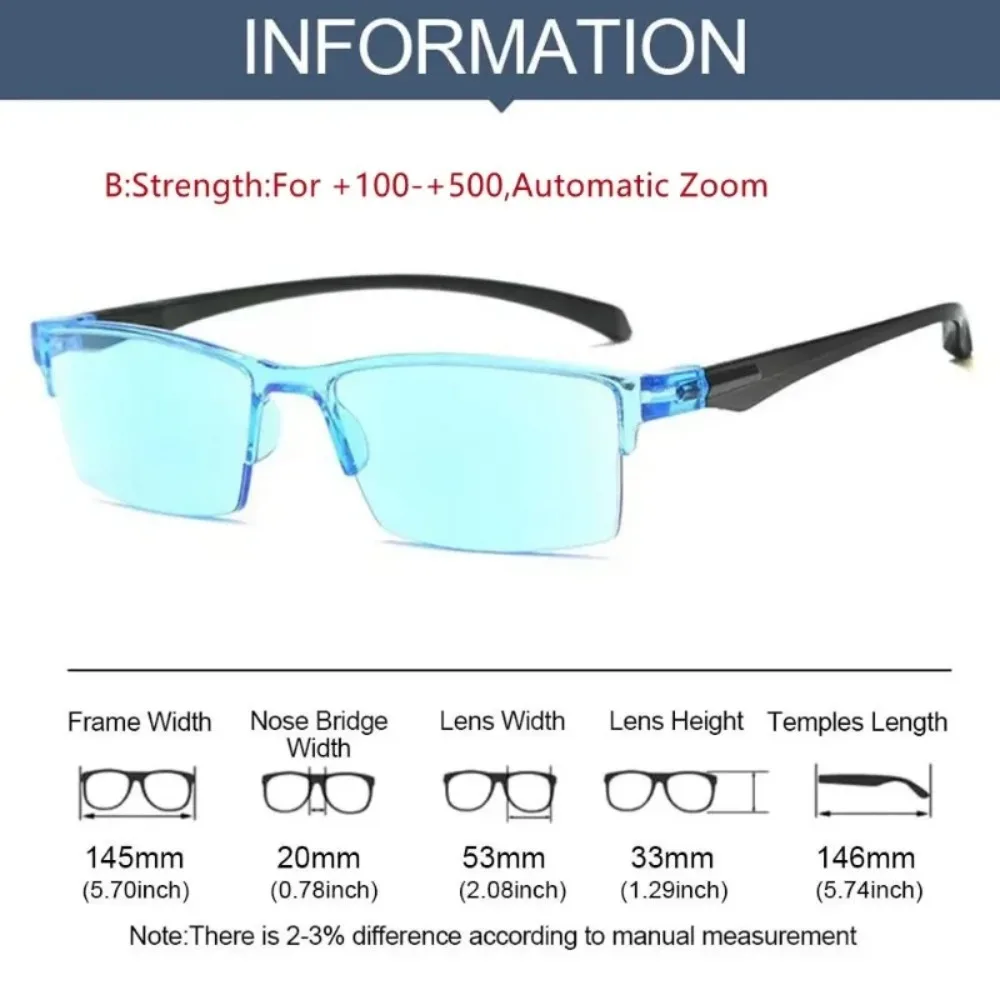 Unisex Smart Automatic Zoom Reading Glasses Rimless Optical Presbyopia Eyewear Ultralight Radiation Protection Computer Goggles