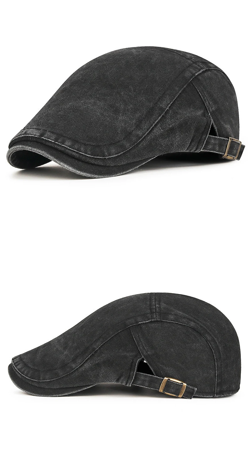 Streetwear Flat Cap Unisex Casual Adjustable Ivy Cap Travel Vintage Washed Cotton Newsboy Cap Simple Daily Party Dating Hat