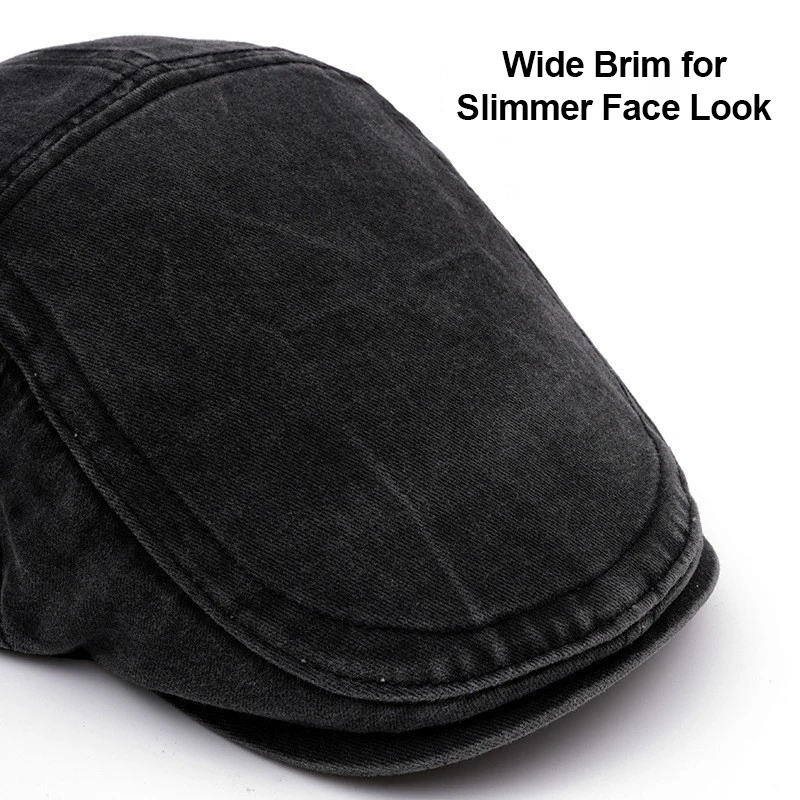 Streetwear Flat Cap Unisex Casual Adjustable Ivy Cap Travel Vintage Washed Cotton Newsboy Cap Simple Daily Party Dating Hat