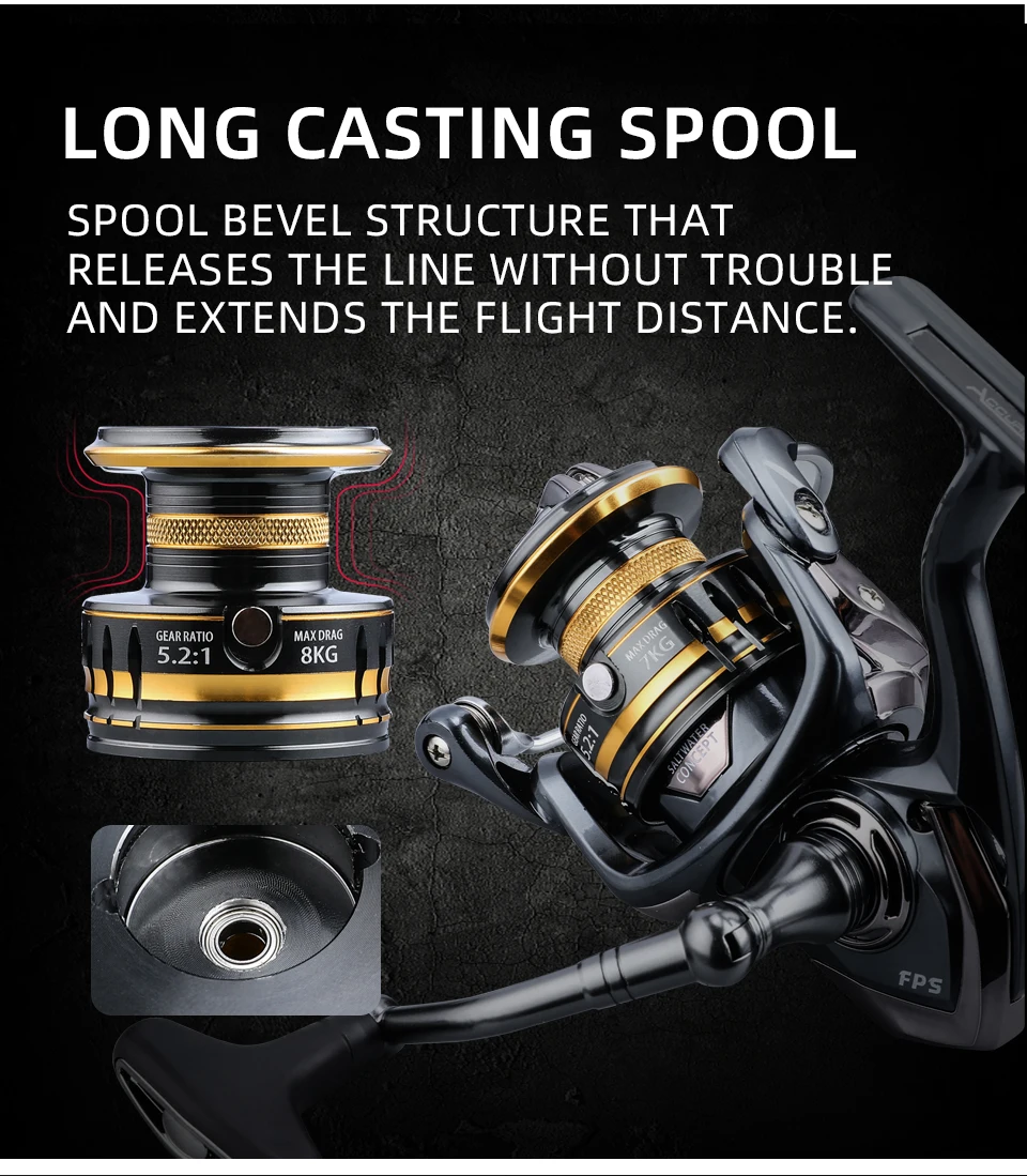 BEARKING brand New arrival Saltwater Fishing Reel Spinning 1000-6000 9+1BB 5.2:1 Max Drag 12KG Water-Proof Reels