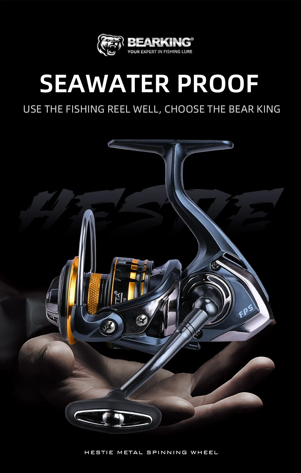 BEARKING brand New arrival Saltwater Fishing Reel Spinning 1000-6000 9+1BB 5.2:1 Max Drag 12KG Water-Proof Reels