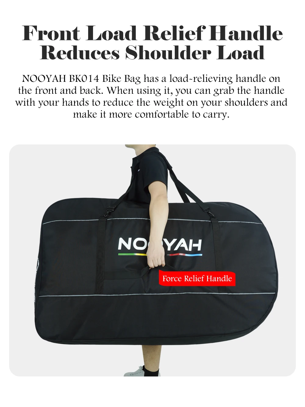NOOYAH Bike Bag Bike Transport No Need Remove Handlebars Wheels MTB Road Bike Case Three-Layer Fabric Foldable 2-in-1 Multi-Bag