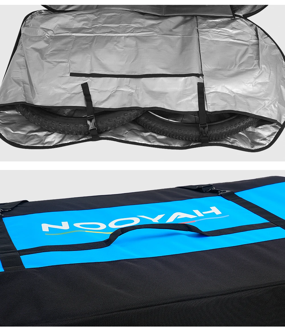 NOOYAH Bike Bag Bike Transport No Need Remove Handlebars Wheels MTB Road Bike Case Three-Layer Fabric Foldable 2-in-1 Multi-Bag