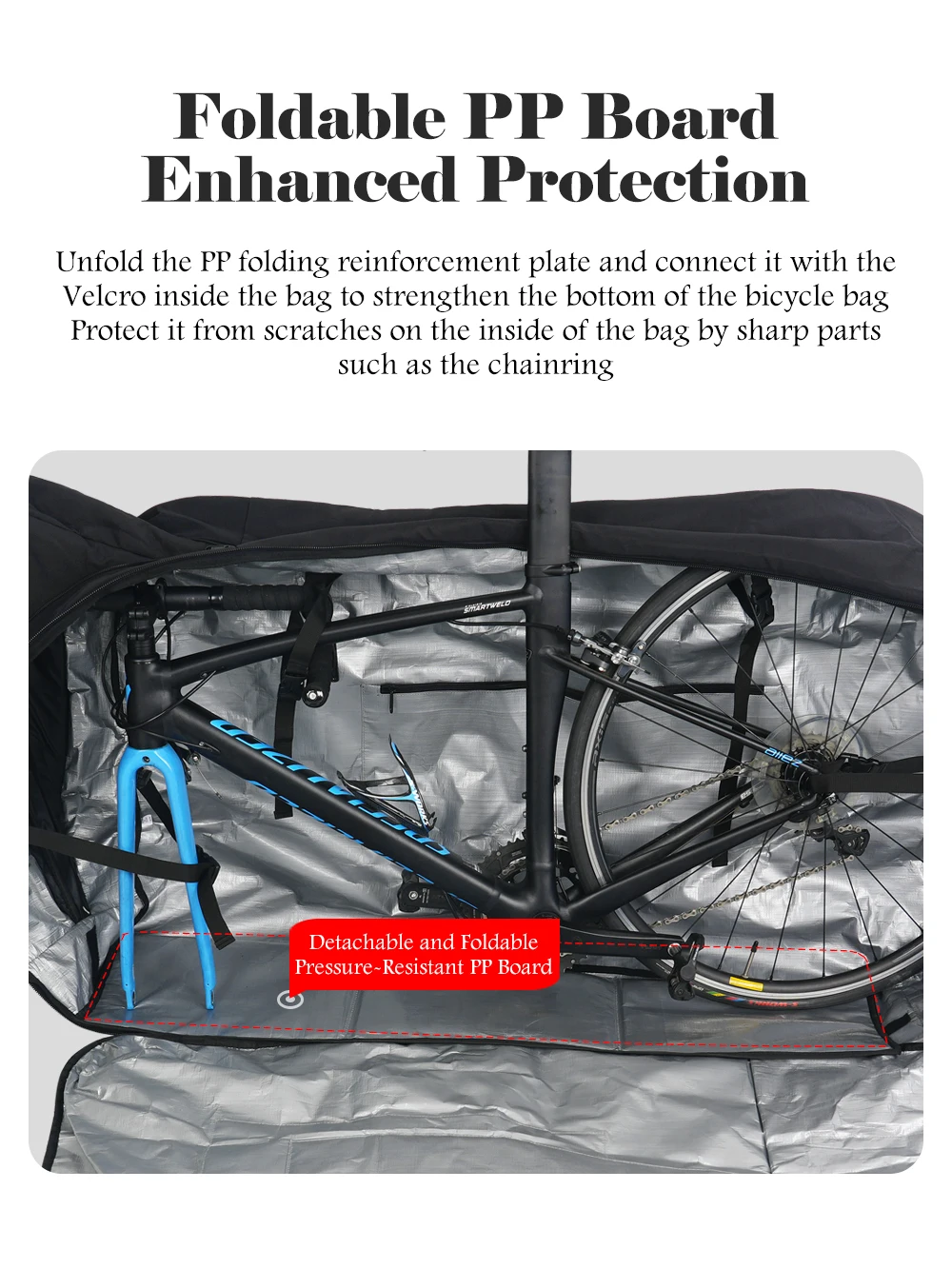 NOOYAH Bike Bag Bike Transport No Need Remove Handlebars Wheels MTB Road Bike Case Three-Layer Fabric Foldable 2-in-1 Multi-Bag