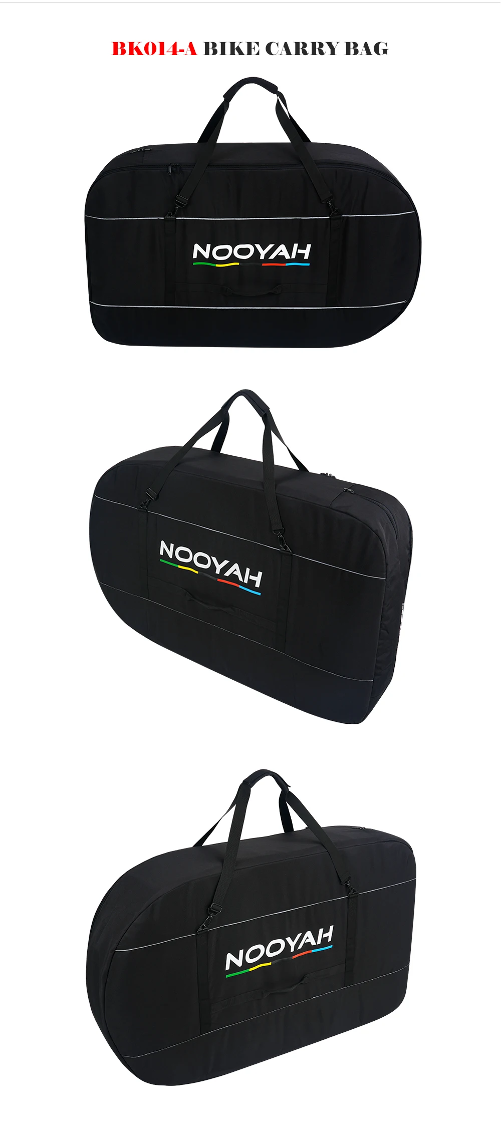 NOOYAH Bike Bag Bike Transport No Need Remove Handlebars Wheels MTB Road Bike Case Three-Layer Fabric Foldable 2-in-1 Multi-Bag