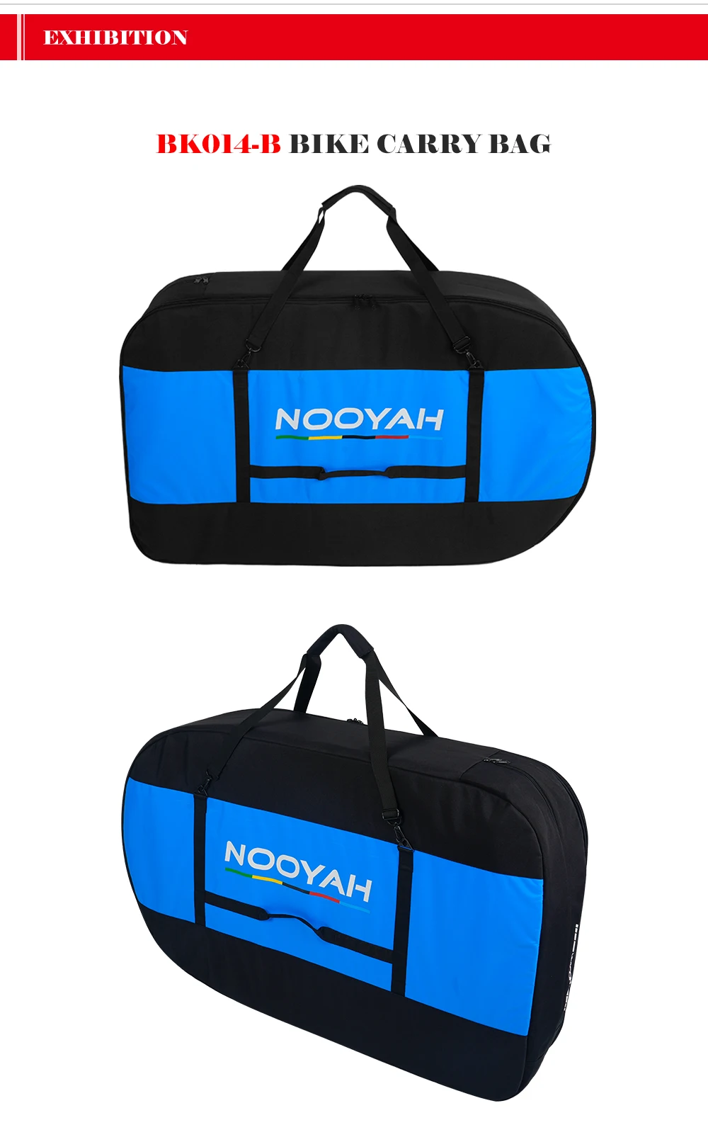 NOOYAH Bike Bag Bike Transport No Need Remove Handlebars Wheels MTB Road Bike Case Three-Layer Fabric Foldable 2-in-1 Multi-Bag