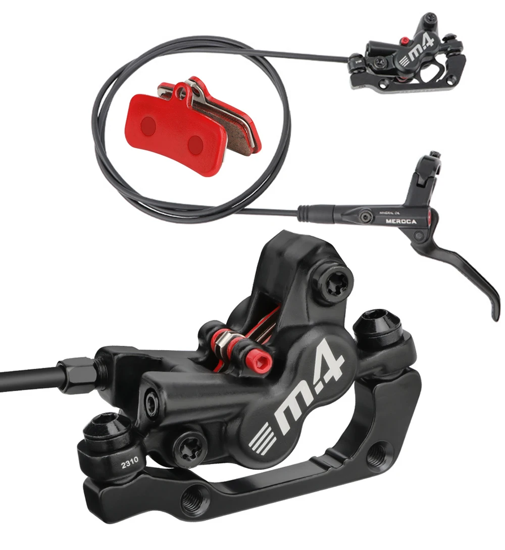 MEROCA M4 4 Piston Brakes Dual-Piston Braking Hydraulic Brakes MTB 22.2MM Diameter Tube Length 800/1400MM Bike Accessories