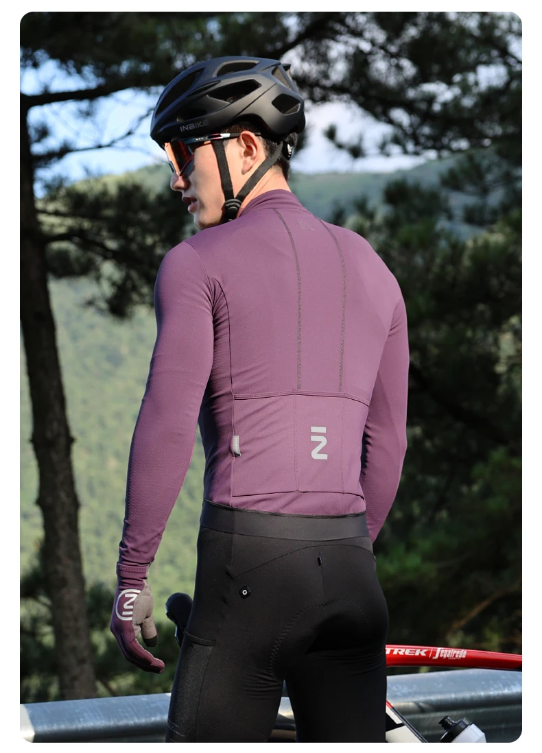 INBIKE 2025 Men's Long Sleeve Jersey Thermal Fleece MTB Cycling Clothing for Men Autumn and Winter Mountain Road BikeTop Clothes