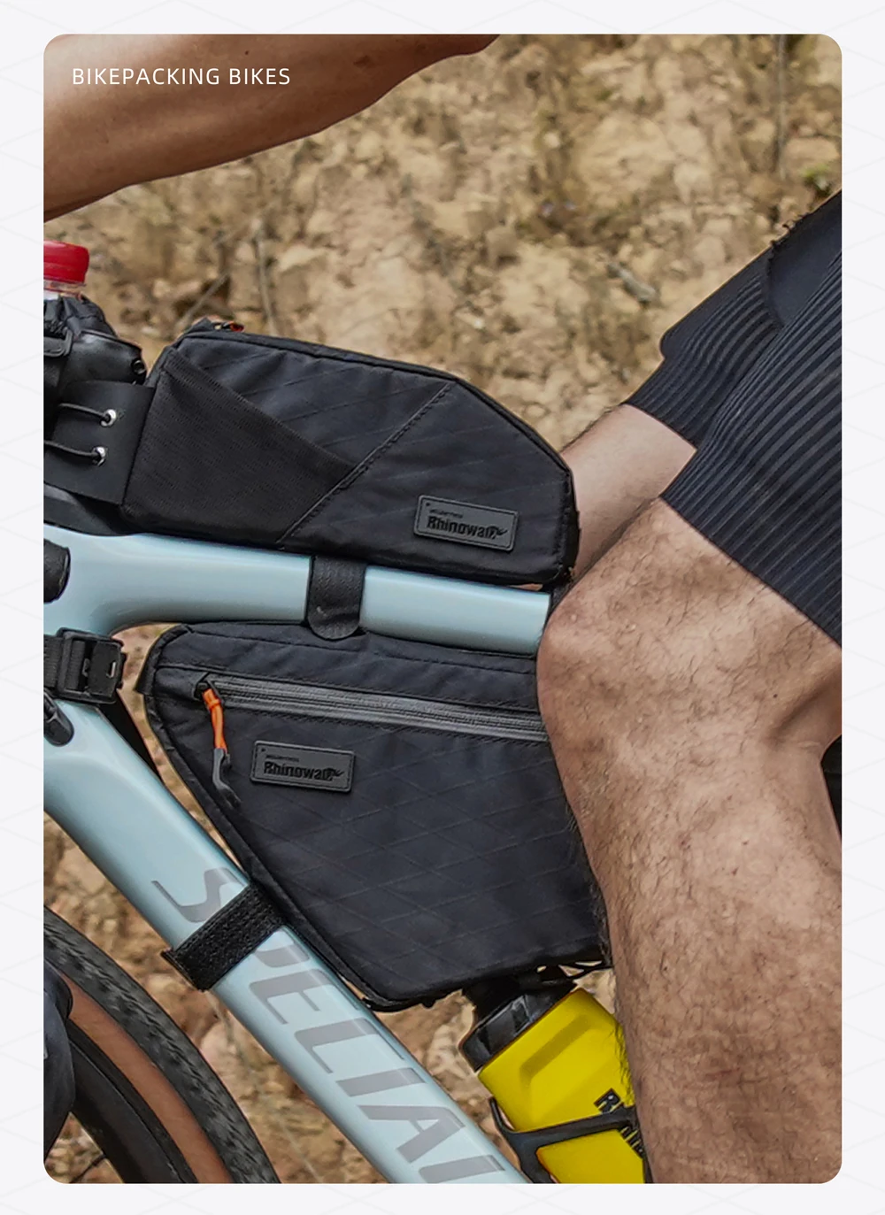 Rhinowalk Bicycle Top Tube Bag Waterproof 1.2L For Gravel Bike Front Frame Bag Screw Fixing Bikepacking Travel Luggage Bag