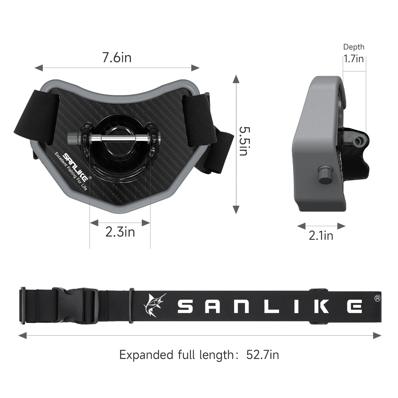 SANLIKE Fishing Fighting Belt Rod Belly Top Carber Fiber Adjustable Protection Waist Fish Pole Holder Fishing Tool Accessories
