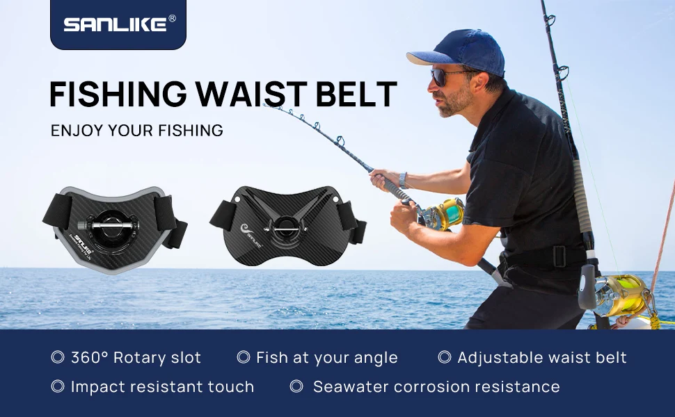 SANLIKE Fishing Fighting Belt Rod Belly Top Carber Fiber Adjustable Protection Waist Fish Pole Holder Fishing Tool Accessories