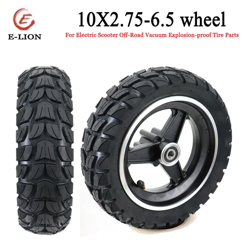 10 Inch Tubeless Tyre 10x2.75-6.5 Wheel+Disc Brake Disc 10mm for Electric Scooter Off-Road Vacuum Explosion-proof Tire Parts