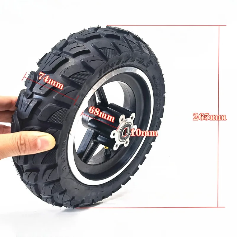 10 Inch Tubeless Tyre 10x2.75-6.5 Wheel+Disc Brake Disc 10mm for Electric Scooter Off-Road Vacuum Explosion-proof Tire Parts