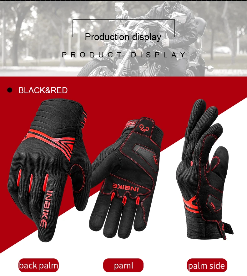INBIKE Winter Cycling Gloves Men Full Finger Bicycle MTB Motorcycle Gloves Man Touchscreen Shockproof Glove for Motor Driving