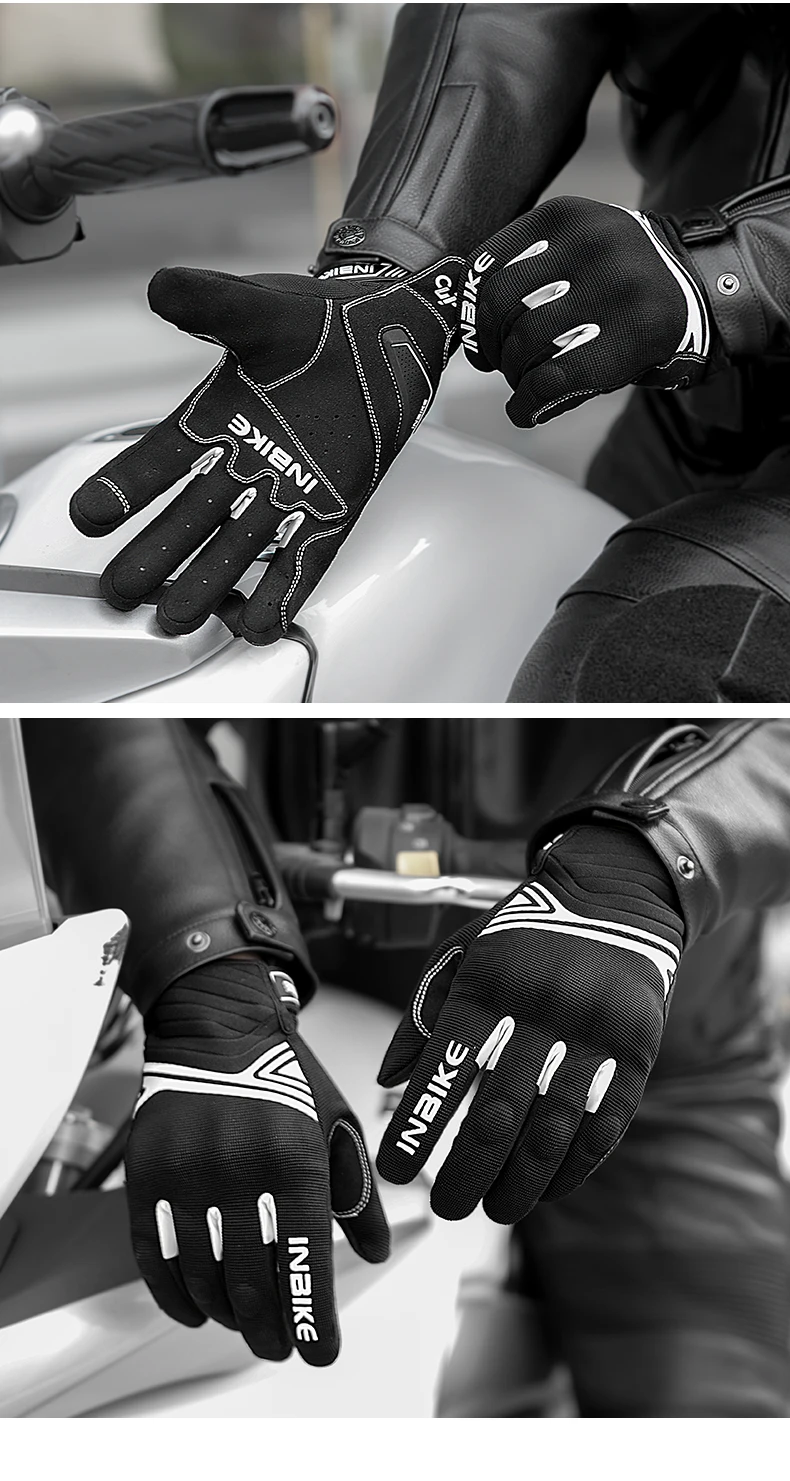 INBIKE Winter Cycling Gloves Men Full Finger Bicycle MTB Motorcycle Gloves Man Touchscreen Shockproof Glove for Motor Driving
