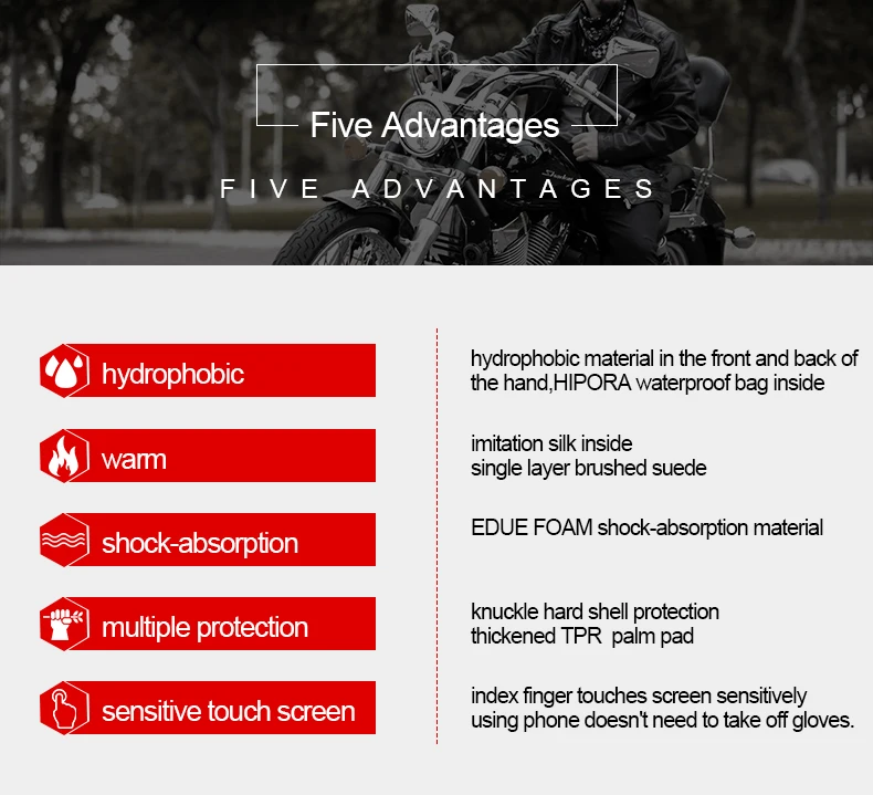 INBIKE Winter Cycling Gloves Men Full Finger Bicycle MTB Motorcycle Gloves Man Touchscreen Shockproof Glove for Motor Driving