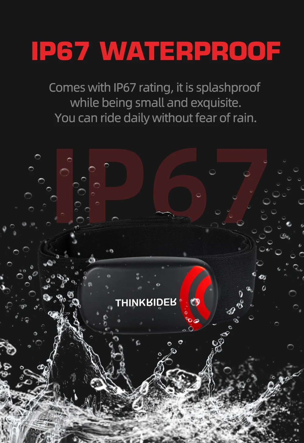 ThinkRider Heart Rate Monitor Chest Strap ANT+ Fitness Sensor Compatible Belt Wahoo Polar Garmin Connected Cycl