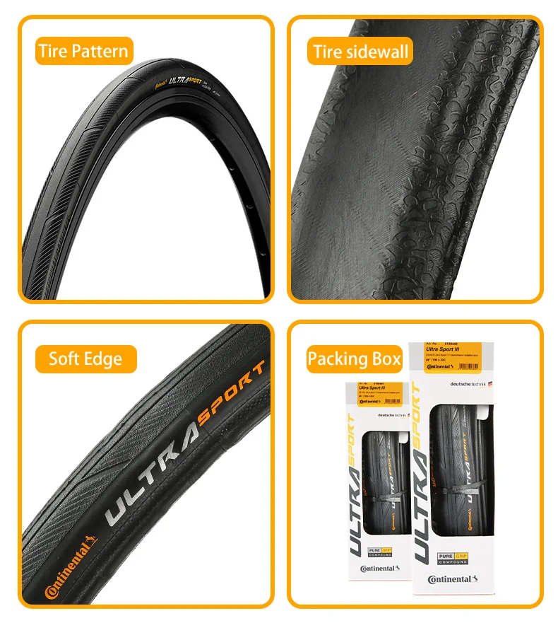 2pcs Continental Road Tire ULTRA Sport III & GRAND Sport Race Speed 700 × 25C/28C Road Bicycle Clincher Foldable Gravel Tire