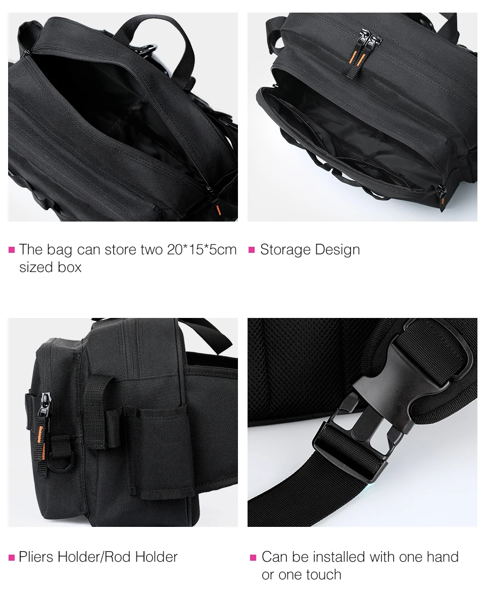 TSURINOYA Fishing Tackle Bag Large Capacity Multifunctional Lure Pack Outdoor Shoulder Bag and Hip Bag Boxes Plier Storage