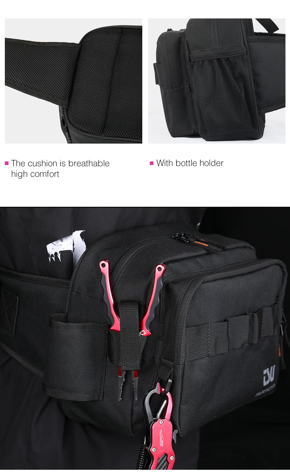 TSURINOYA Fishing Tackle Bag Large Capacity Multifunctional Lure Pack Outdoor Shoulder Bag and Hip Bag Boxes Plier Storage