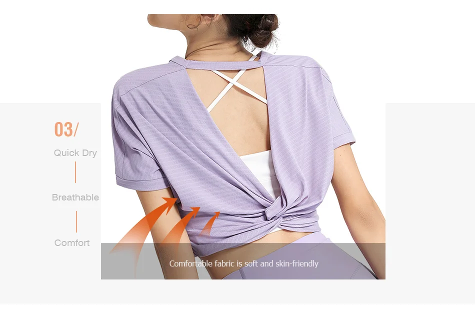 Sports Blouse Woman Casual Crop Top For Fitness Nylon Backless Breathable Gym Jogging Yoga Workout Short Sleeve Yoga Shirts