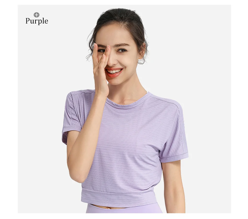 Sports Blouse Woman Casual Crop Top For Fitness Nylon Backless Breathable Gym Jogging Yoga Workout Short Sleeve Yoga Shirts