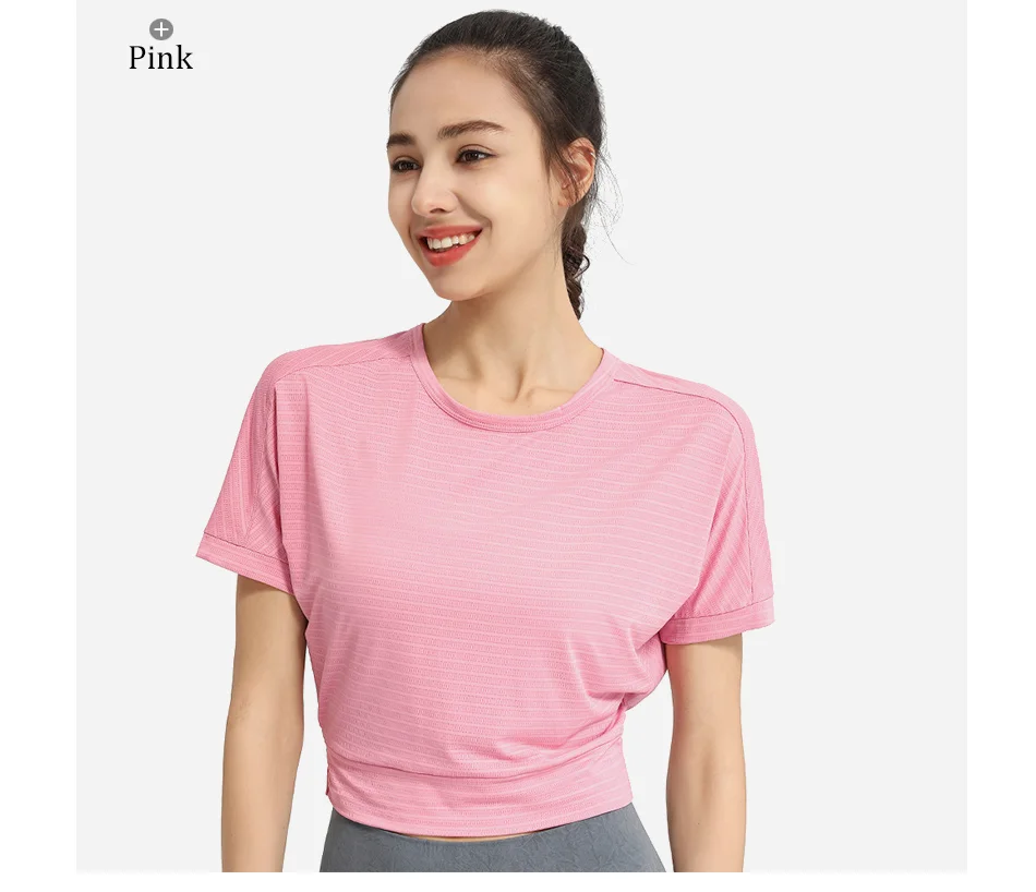 Sports Blouse Woman Casual Crop Top For Fitness Nylon Backless Breathable Gym Jogging Yoga Workout Short Sleeve Yoga Shirts