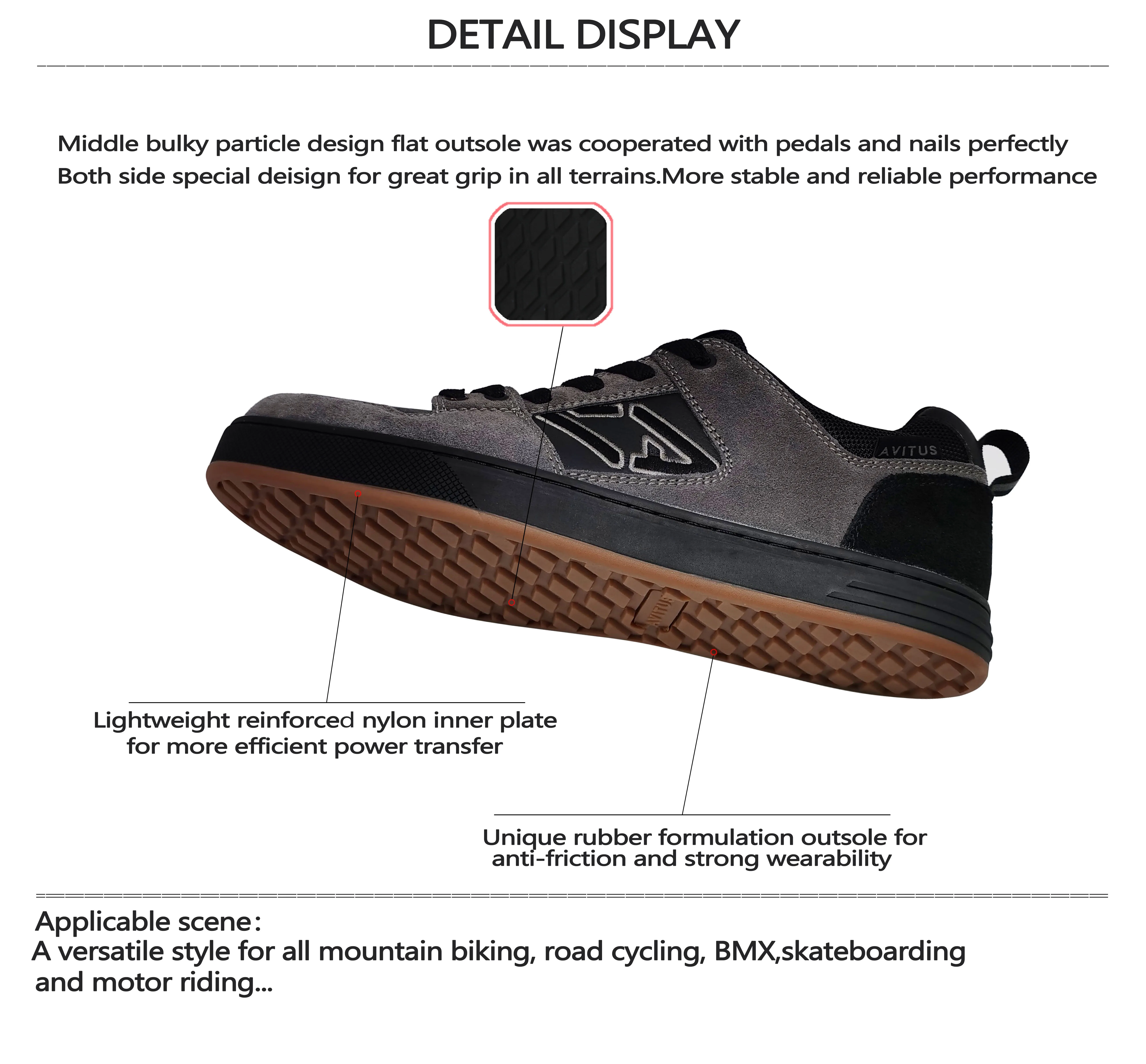 AVITUS Mountain Bike Shoes Men Sneakers Rubber Sole+Shoelace Flat Pedal Zapatillas MTB Shoe For Freerider Enduro Cycling Shoes