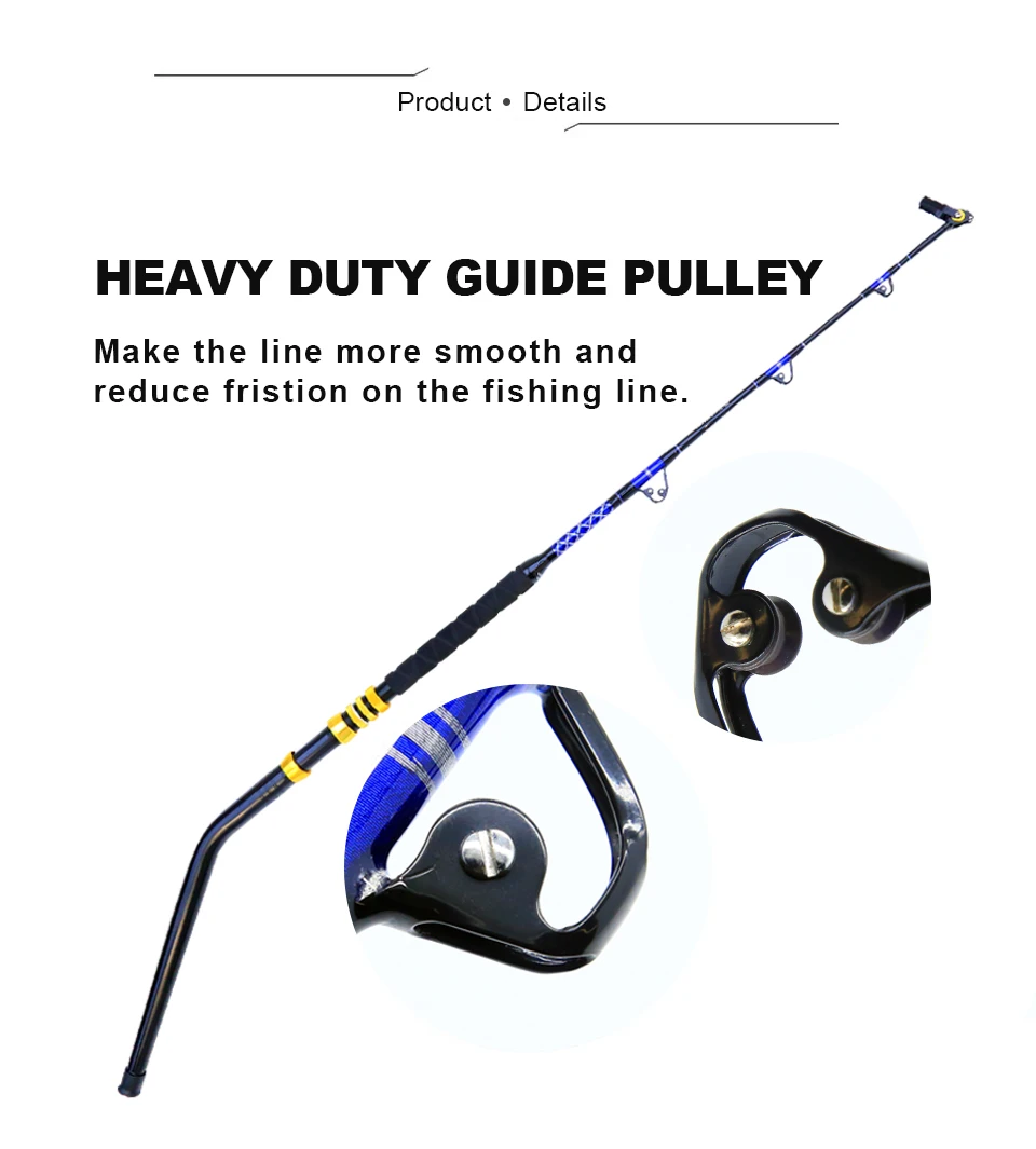 1.8m Sea Fishing Heavy Fishing Rod Goods 3+1 Roller Guid 80LBS 100LBS 130LBS Big Game Boat Trolling Rod Winter Rod Tuna