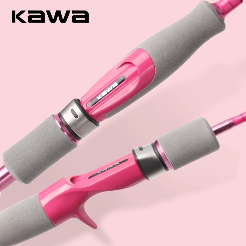 Kawa Carbon Fiber Fishing Rod Super Light Pink Color Super Soft Rod UL Action 2 Sections Portable For Fishing