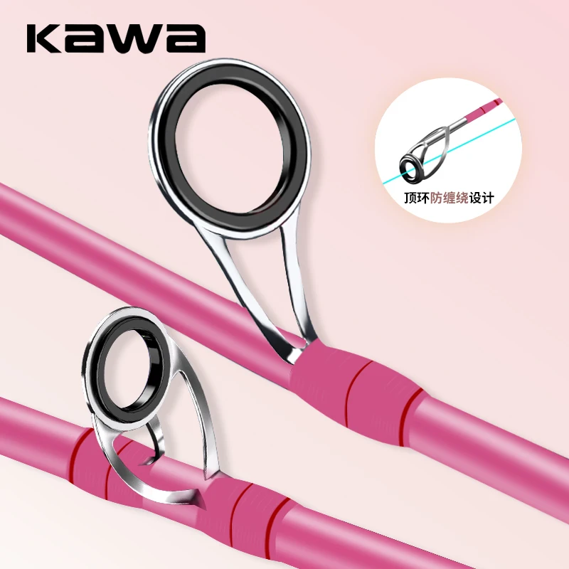Kawa Carbon Fiber Fishing Rod Super Light Pink Color Super Soft Rod UL Action 2 Sections Portable For Fishing