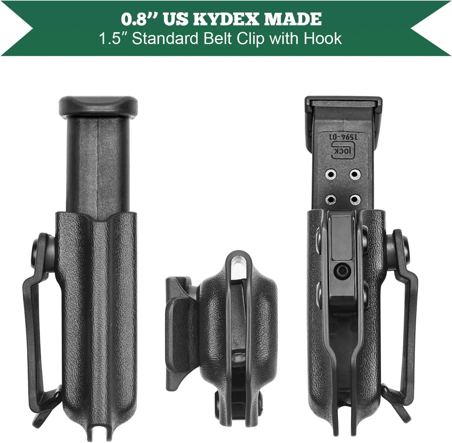 Universal Magazine Kydex Holster IWB/OWB Mag Carrier with 1.75 " Metal Clip Fit: 9mm/.40 Double Stack