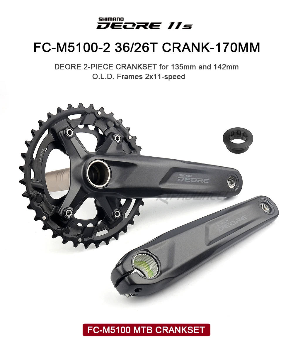 SHIMANO Deore FC M5100 Crankset 1x11Speed MTB Sprocket Mountain Bike Crankarm 170/175mm 34T/36T 11V Crankit BB MT500 MT501 BB52