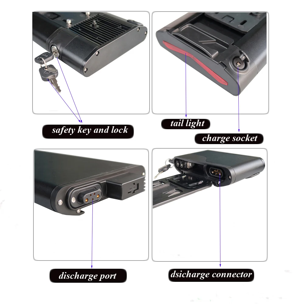 Ultra Thin 24V 36Ah E-Bike Battery Rear Rack Carrier Ebike Battery 36V 8Ah 10Ah 24V 10Ah Electric Bike Battery + Charger