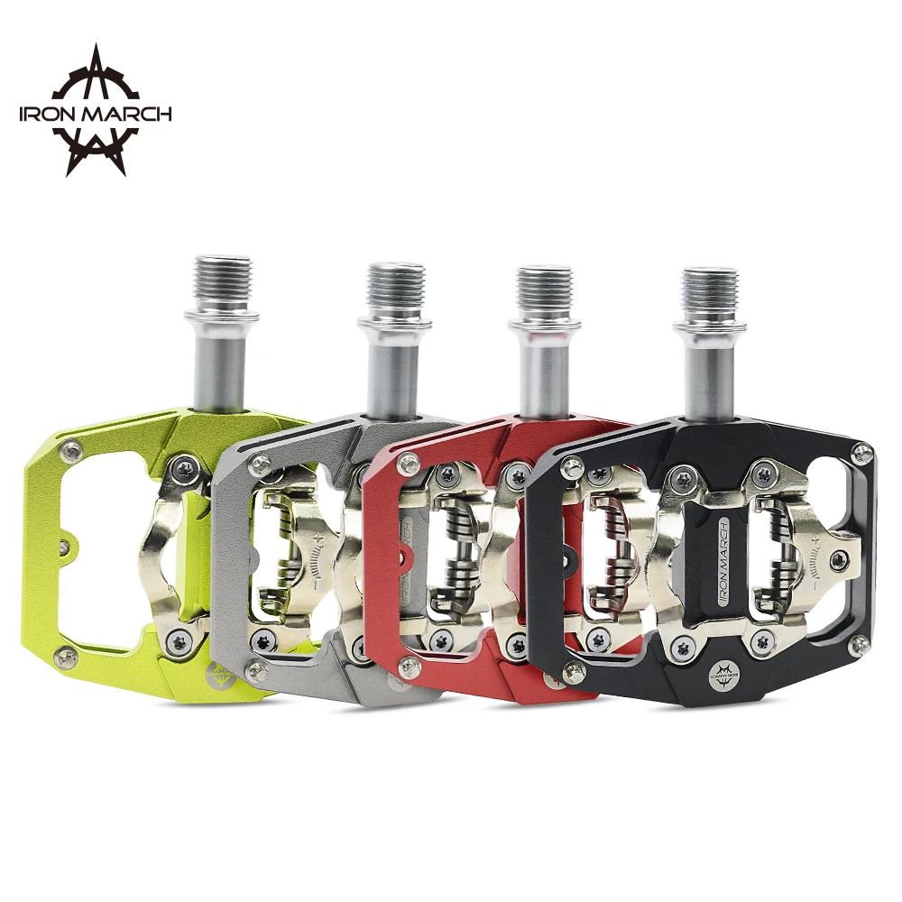 IRON MARCH-Self-Locking Pedals, SPD System, Non-Slip, Waterproof Bicycle Pedals, Aluminum Alloy MTB Road Bike Pedals, 3 Bearings