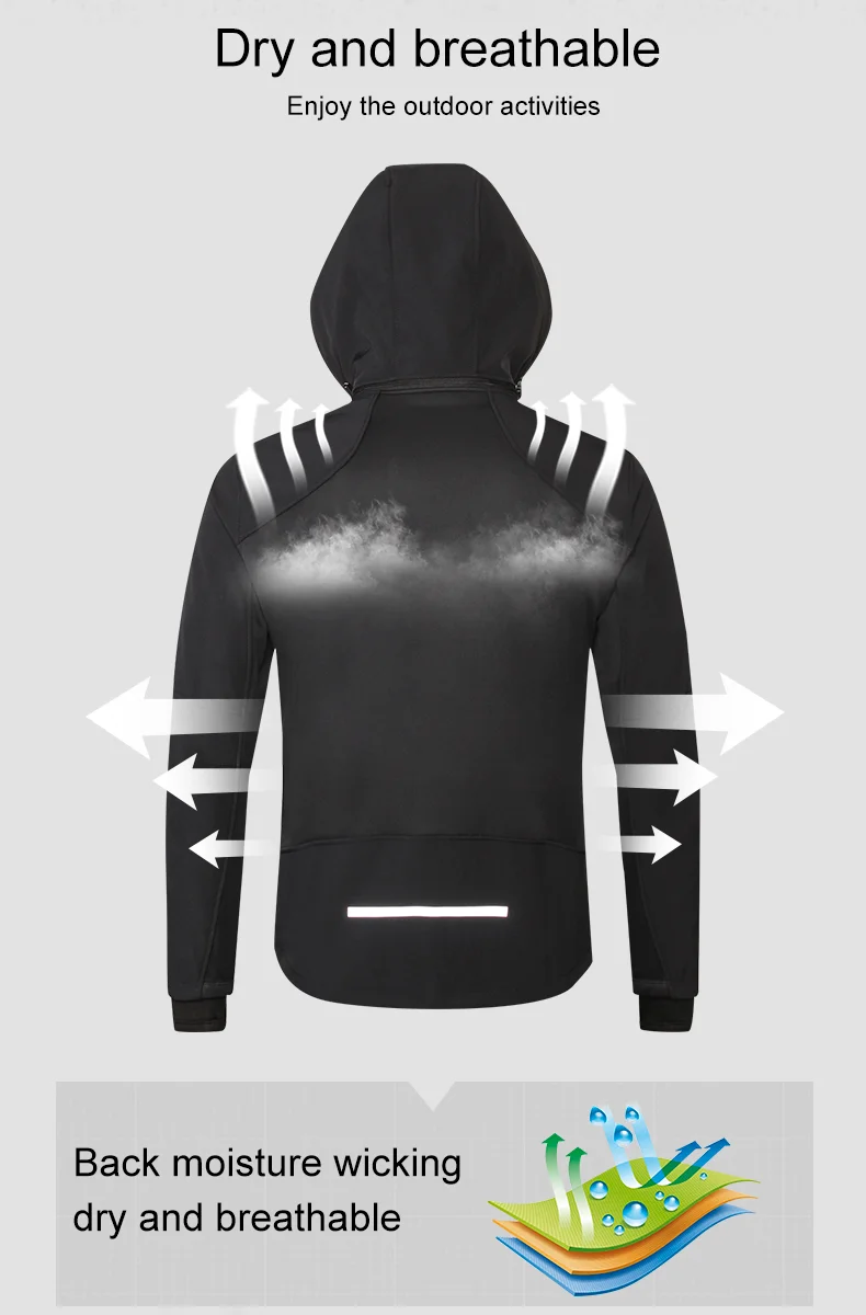 INBIKE Men's Winter Cycling Jacket With Hood Warm Fleece Windbreaker Coat For Men Windproof Outdoor Man Cycling Clothing Hiking