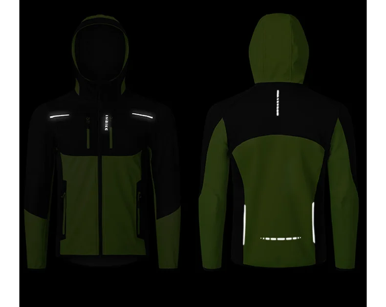INBIKE Men's Winter Cycling Jacket With Hood Warm Fleece Windbreaker Coat For Men Windproof Outdoor Man Cycling Clothing Hiking