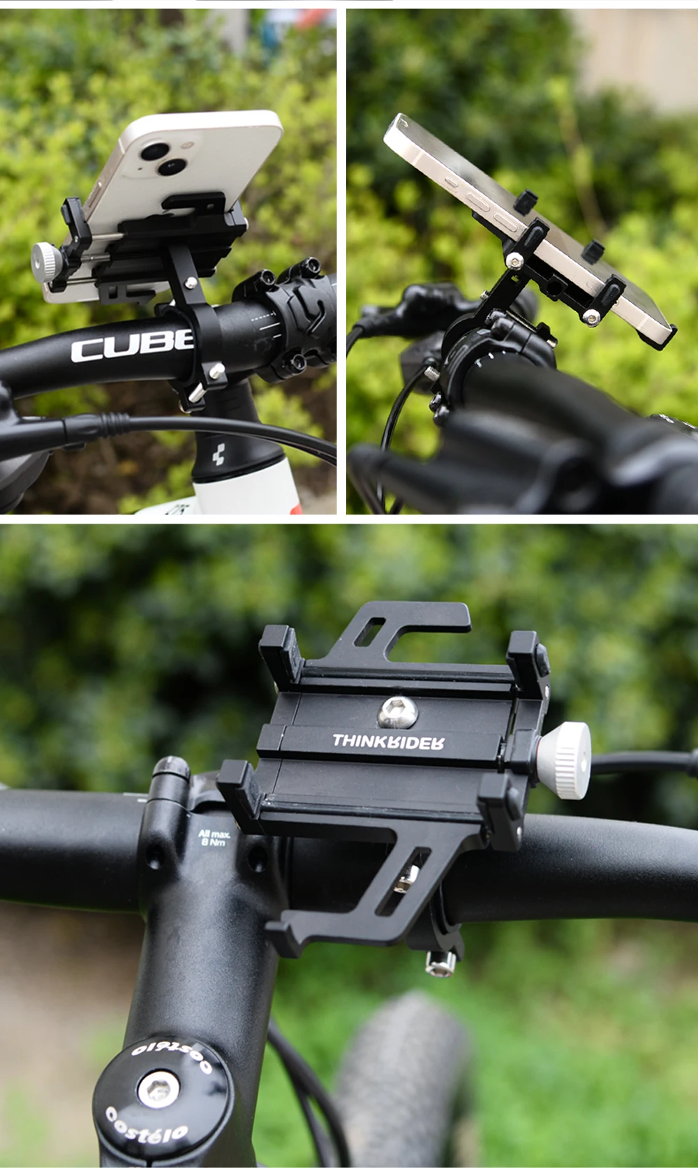 ThinkRider Phone Holder Motorcycle Electric Bicycle Smartphone CNC Aluminum Alloy Bracket Five Claws Mechanical Bike Accessories