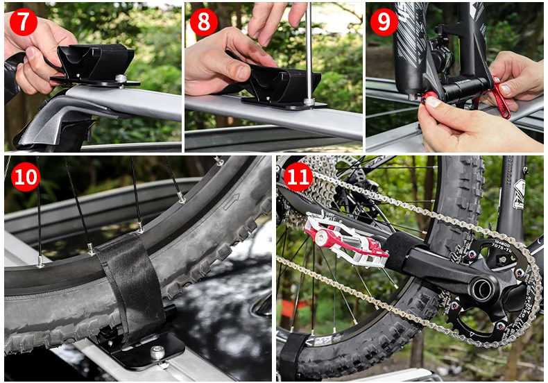 MUQZI Bike Fork Mount Rack Car Roof Rack Car Carrier Bracket MTB Road Folding Bicycle Quick Release Thru Axle Mount Adapter