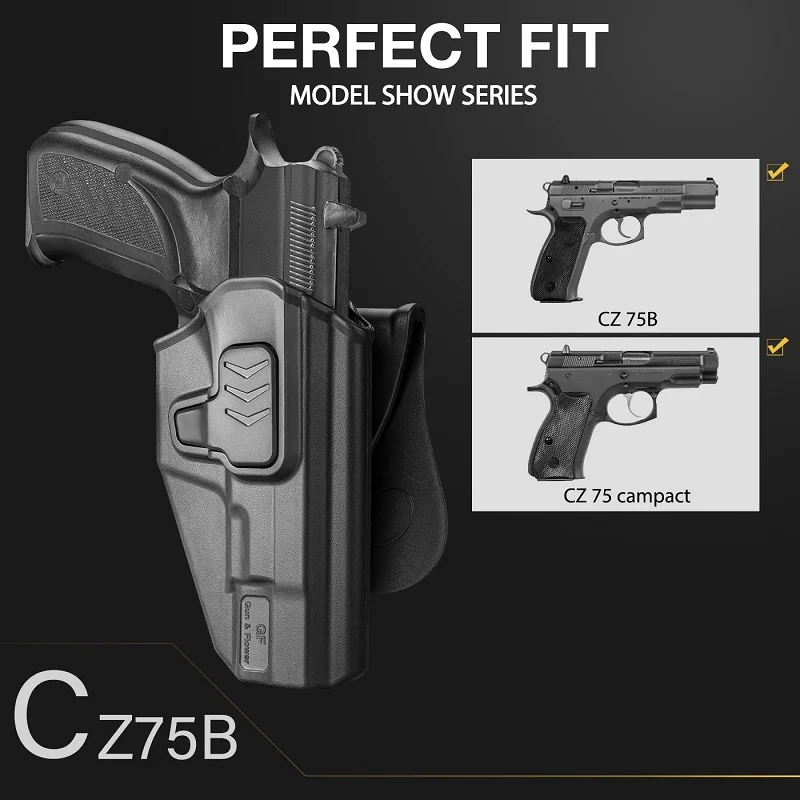 OWB Holster for CZ 75B 75 Campact, CZ P10C, CZ P09 Pistol Tactical Index Release Polymer Holster with Paddle,Right Hand,Gun Bags