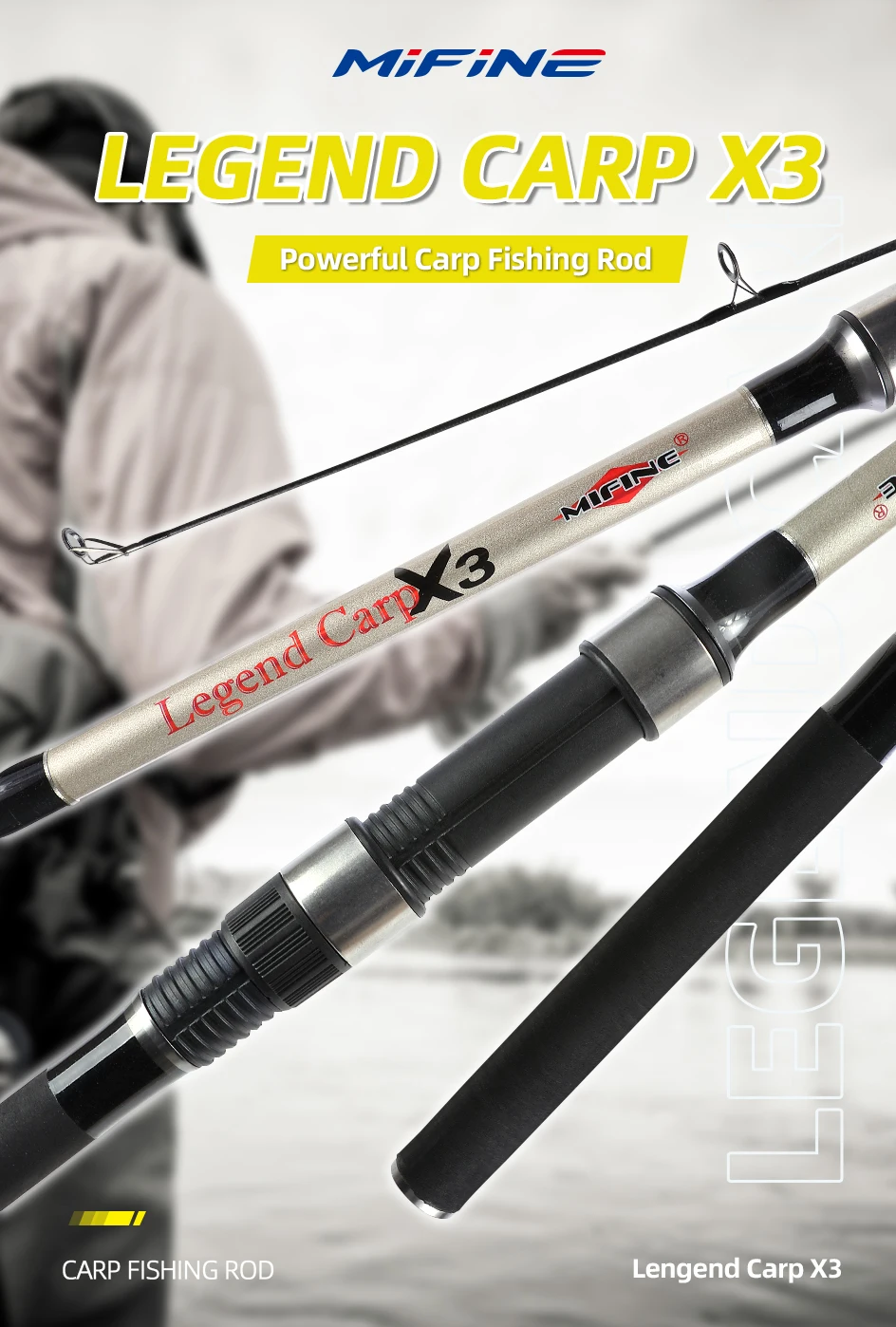 MIFINE LEGEND CARP X3 Carbon Fishing Rod Lure 3.5LB 3.6M/3.9M/4.2M Spinning Travel Throwing Surfcasting Pole Carp Fishing Rod