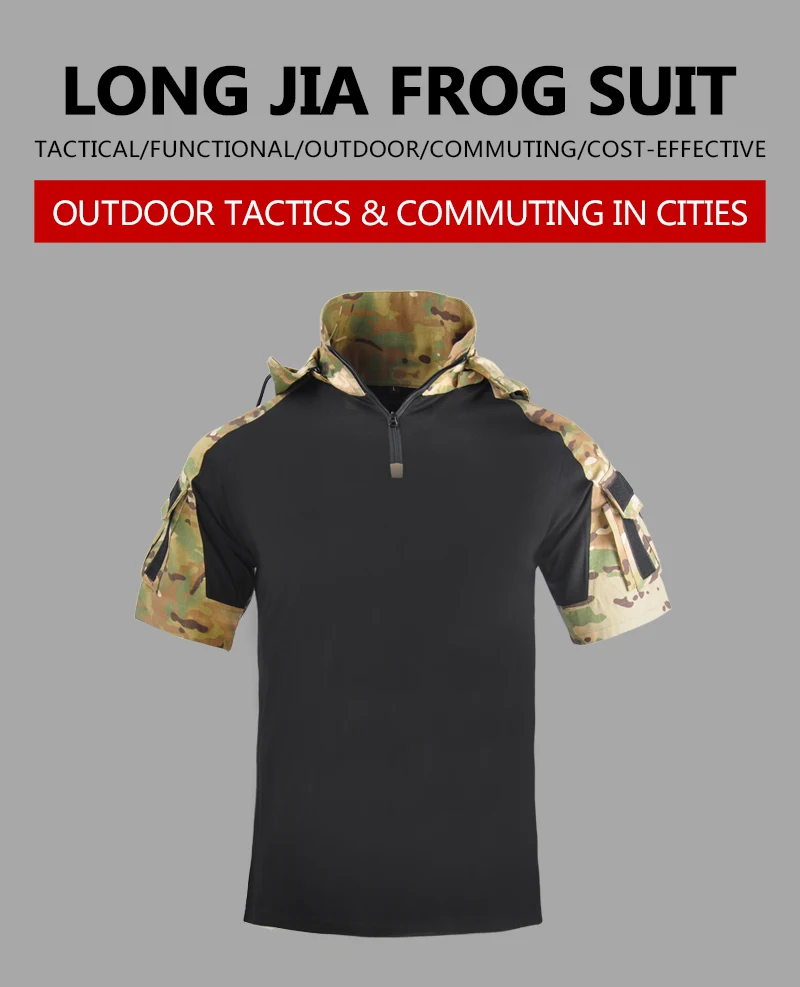 Men's Shirt Tactical T-shirt Safari Combat Shirts Hooded Men Clothing Hunting Clothes Camping Hiking Tees Wear-resistant