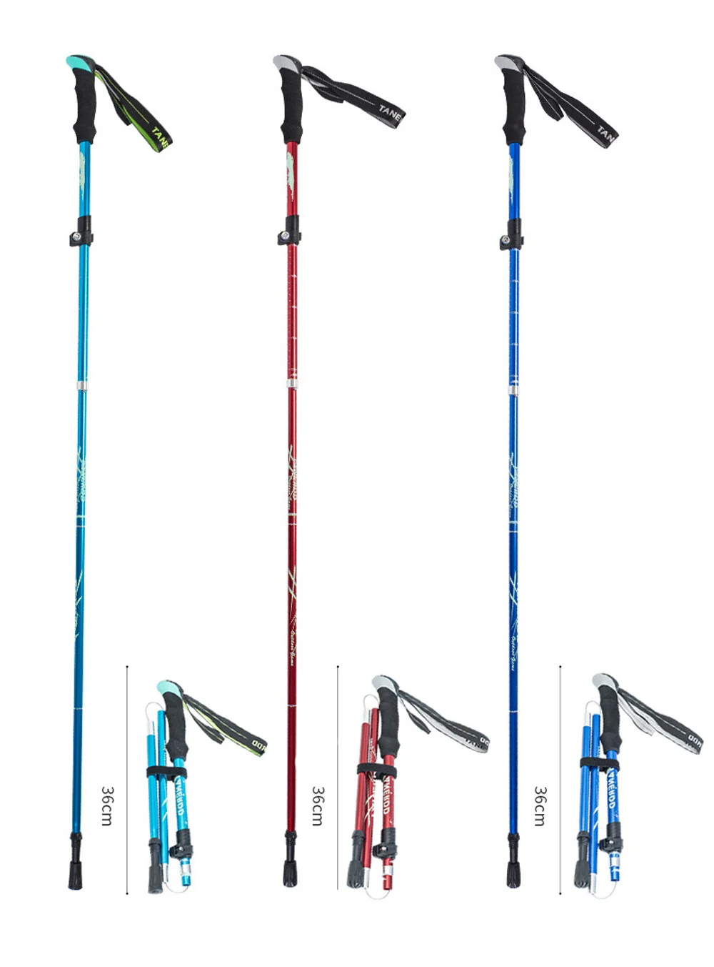 Collapsible Walking Sticks 2Pcs Ultralight Trekking Poles Hiking Travel Anti Shock Alpinism Pole Telescopic Pole Outdoor Running