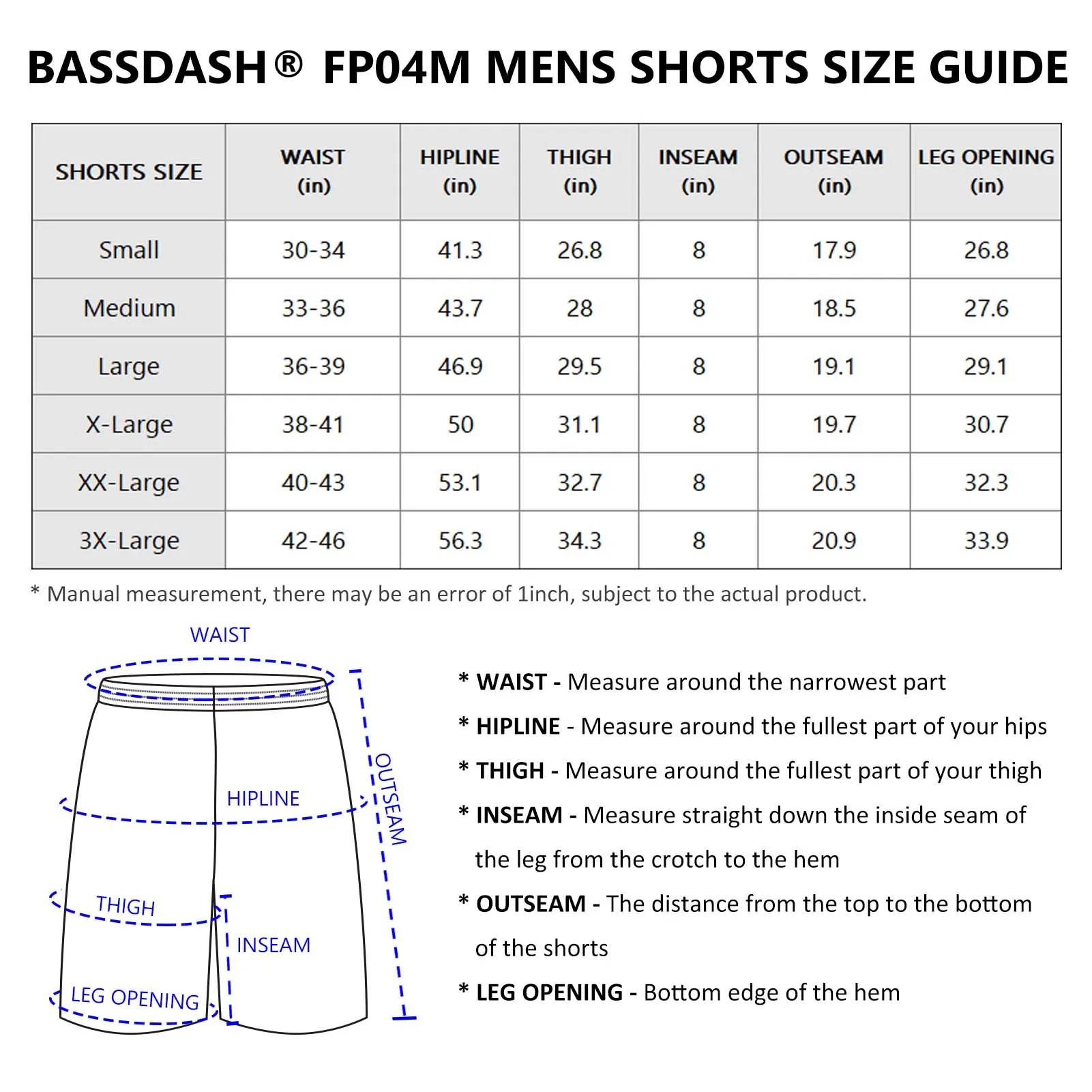 Bassdash Men's 8” Fishing Water Shorts Quick Dry UPF 50+ Lightweight Cargo Hiking Kayaking Casual Bottom