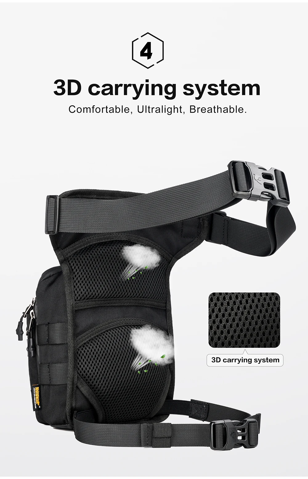 Rhinowalk Waist Leg Bag Thigh Hip BumBelt 3L LargeMessenger Bag Travel Cell/Mobile Phone Purse Fanny Pack MotorDrop Belt Pouch