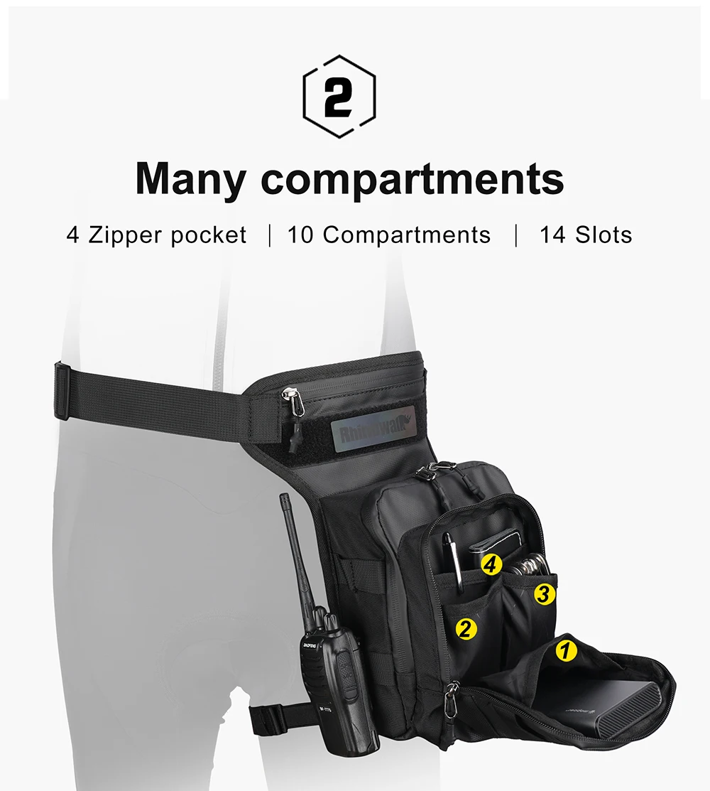Rhinowalk Waist Leg Bag Thigh Hip BumBelt 3L LargeMessenger Bag Travel Cell/Mobile Phone Purse Fanny Pack MotorDrop Belt Pouch