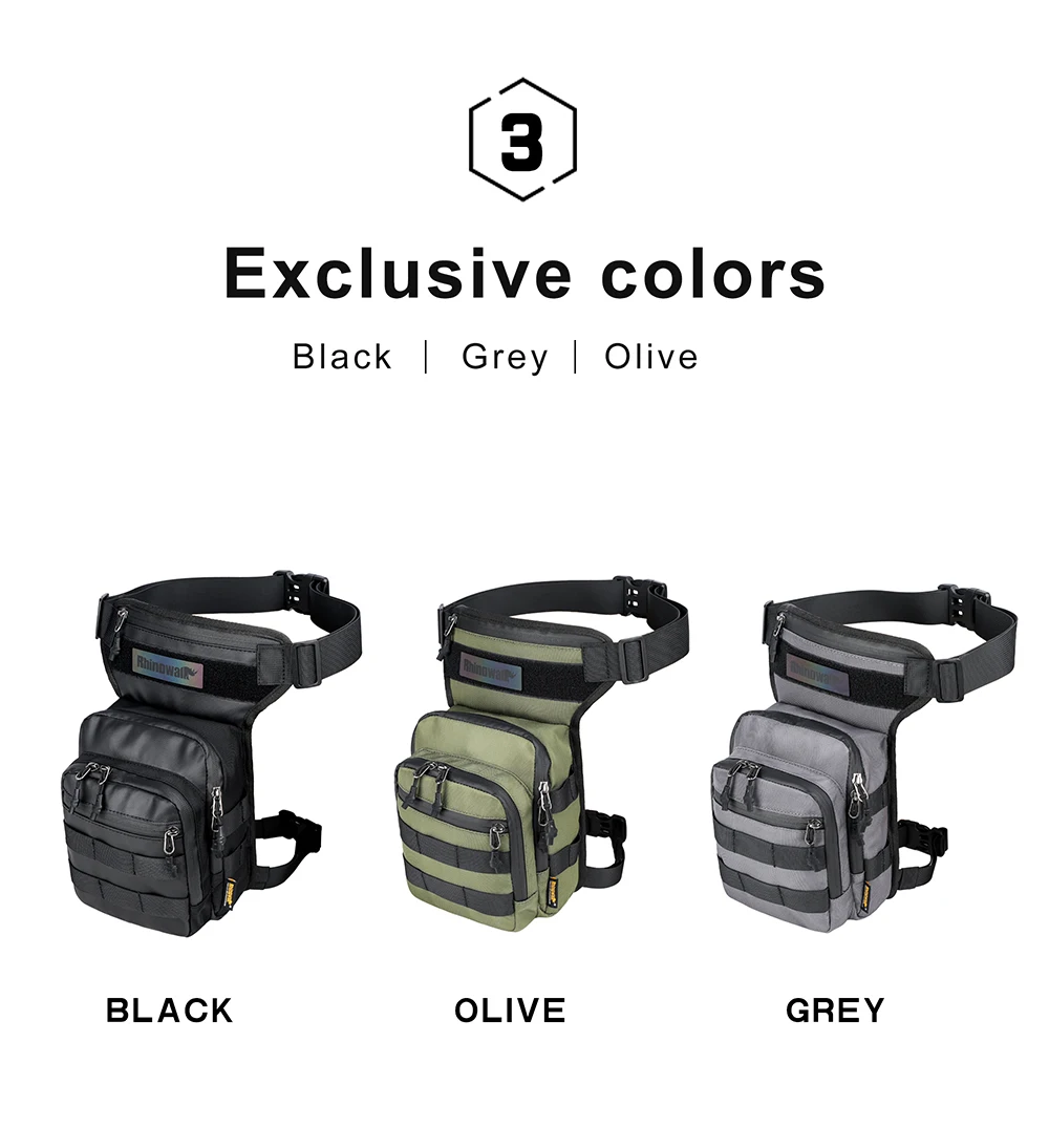 Rhinowalk Waist Leg Bag Thigh Hip BumBelt 3L LargeMessenger Bag Travel Cell/Mobile Phone Purse Fanny Pack MotorDrop Belt Pouch