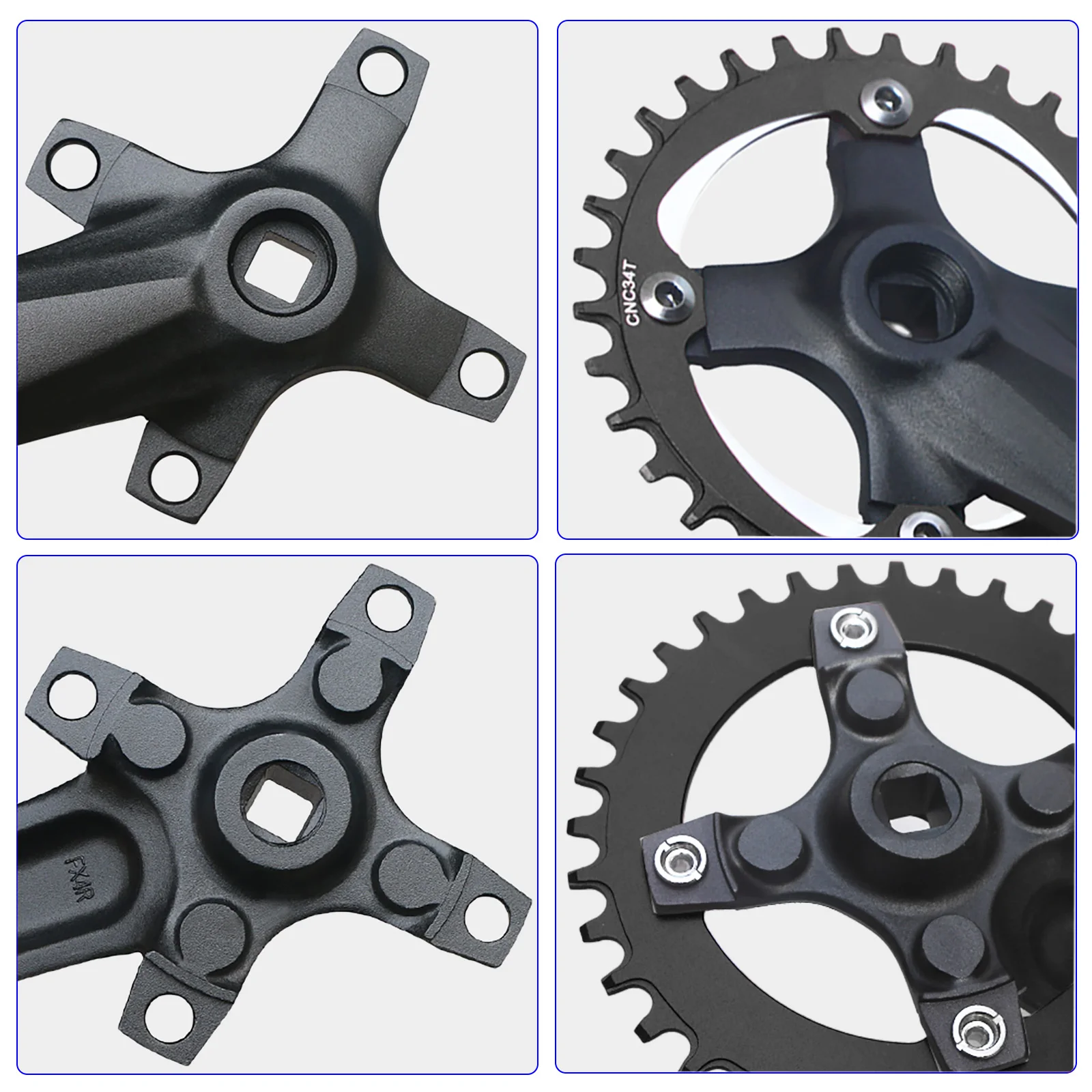 104BCD Bicycle Crank Sprocket 152/165/170mm Square Hole MTB Bike Crankset 30T 32T 34T 36T 38T 40T 42T Single Speed Chainring